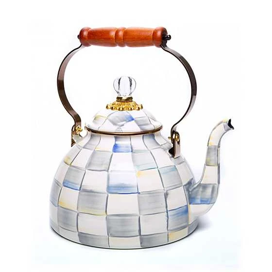 MacKenzie-Childs Sterling Check Tea Kettle - 3 Quart 1 MacKenzie-Childs Sterling Check Tea Kettle - 3 Quart