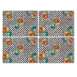 MacKenzie-Childs Flower Market Cork Back Placemats, Set Of 4 -Kitchenware Discount Store 32618 1101 alt