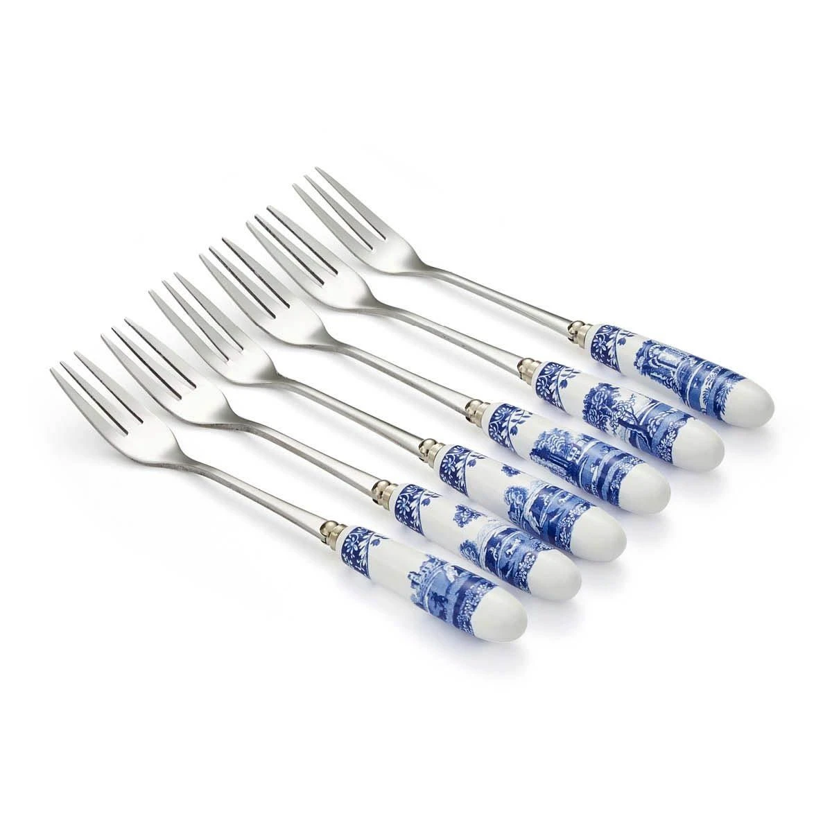 Spode Blue Italian Pastry Forks Set Of 6 4 Spode Blue Italian Pastry Forks Set Of 6 - Image 4