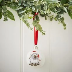 Royal Worcester Wrendale Designs Bauble - Ho Ho Ho (Rabbit)