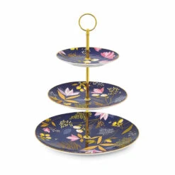 Portmeirion Sara Miller Orchard Tier Cake Stand - Navy
