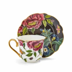 Spode Creatures Of Curiosity Teacup & Saucer - Fluted (Snake/Black)