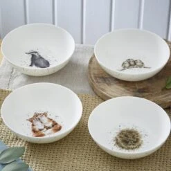 Royal Worcester Wrendale Designs Cereal Bowl (Badger, Hedgehog, Fox, Owl) Set Of 4