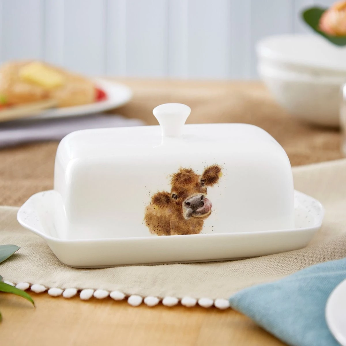 Royal Worcester Wrendale Designs Covered Butter Dish (Cow) 1 Royal Worcester Wrendale Designs Covered Butter Dish (Cow)