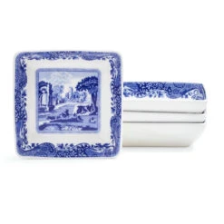 Spode Blue Italian Square Dishes, Set Of 4