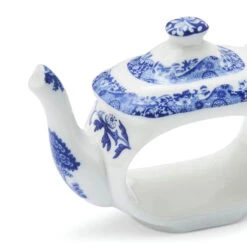 Spode Blue Italian Teapot Napkin Rings, Set Of 4 -Kitchenware Discount Store 749151808416 crop