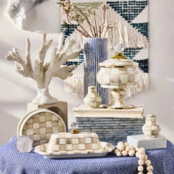 MacKenzie-Childs Mocha Check Butter Box 6 MacKenzie-Childs Mocha Check Butter Box -Kitchenware Discount Store 89132 840