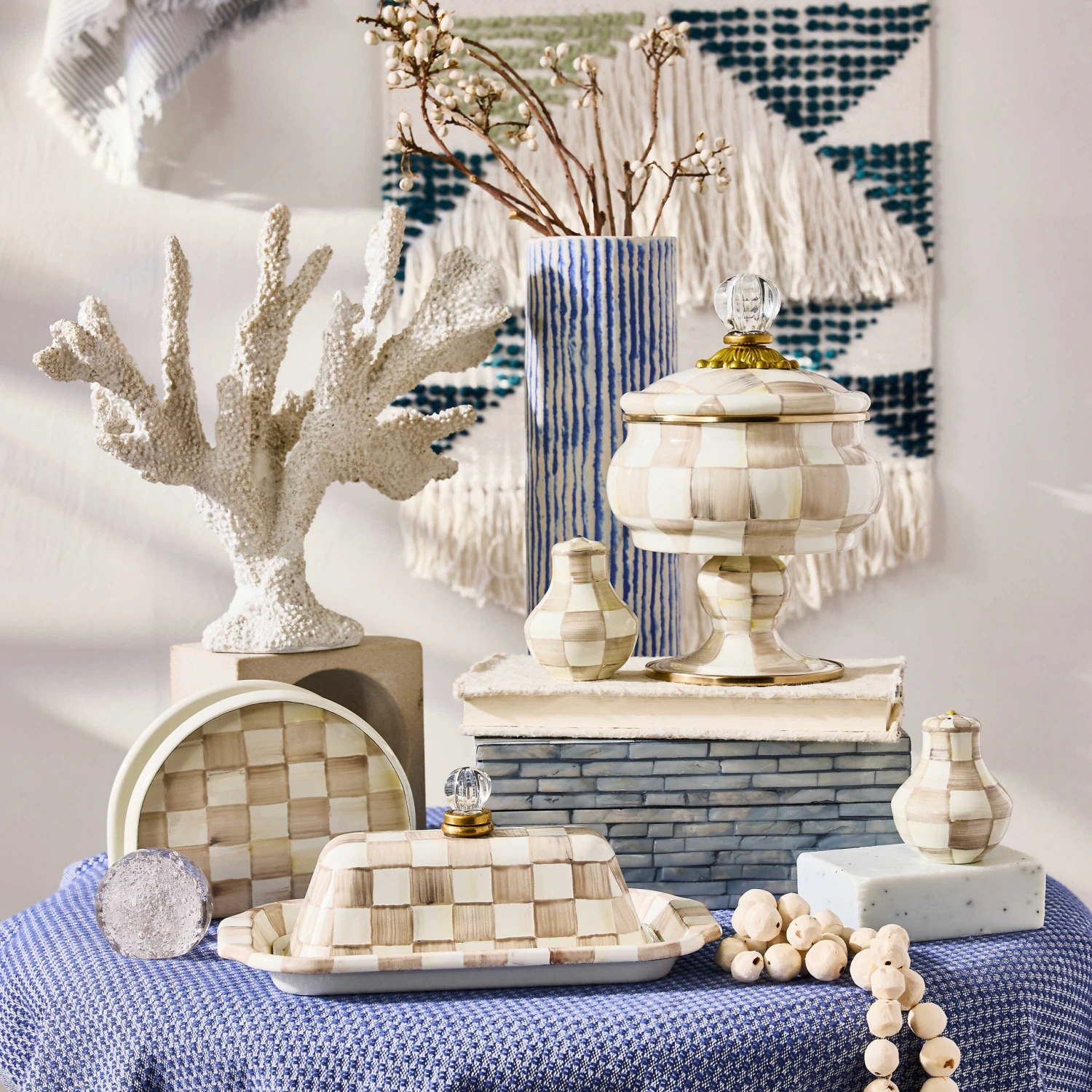 MacKenzie-Childs Mocha Check Butter Box 3 MacKenzie-Childs Mocha Check Butter Box - Image 3