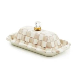 MacKenzie-Childs Mocha Check Butter Box
