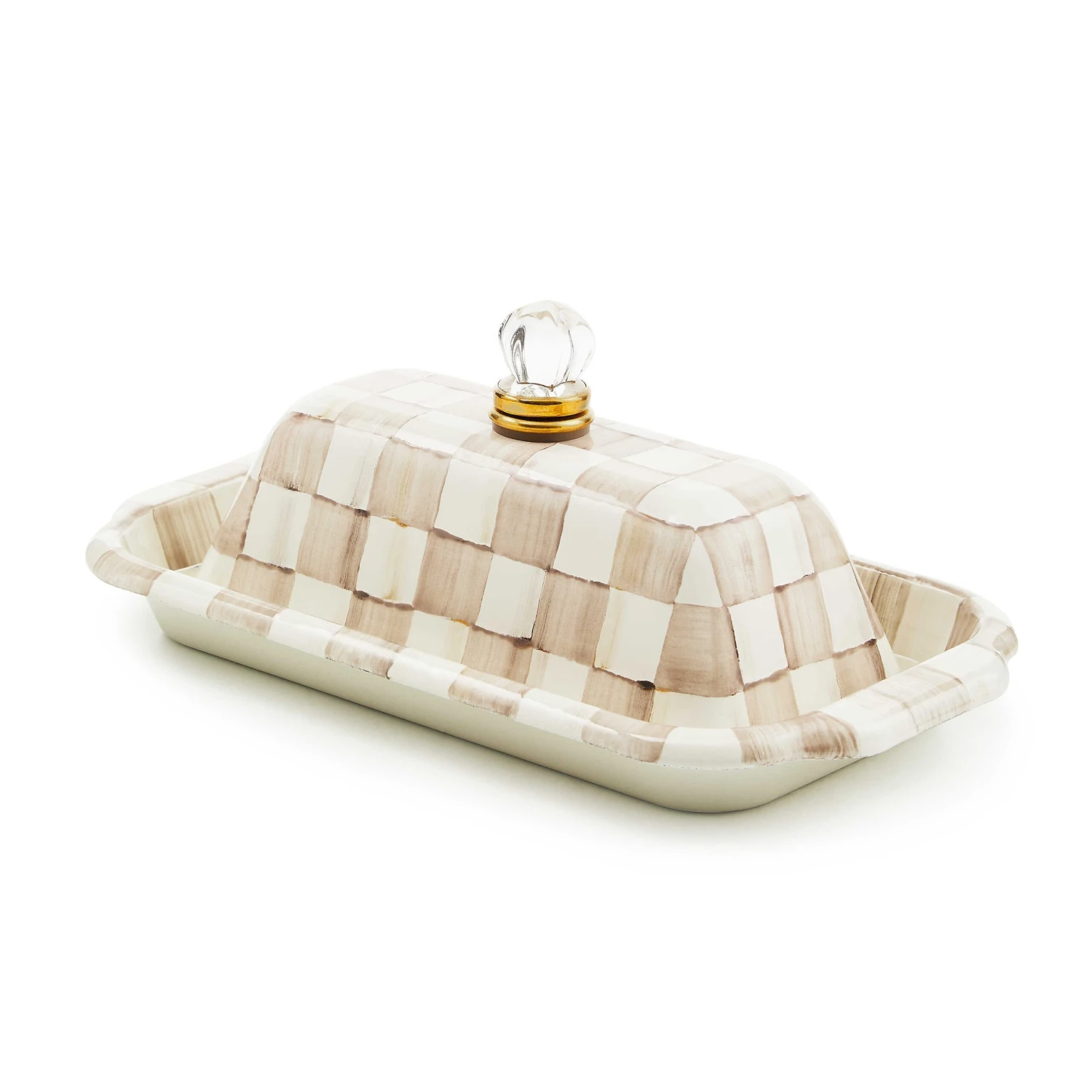 MacKenzie-Childs Mocha Check Butter Box 1 MacKenzie-Childs Mocha Check Butter Box