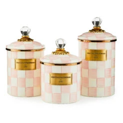 MacKenzie-Childs Rosy Check Enamel Canister - Small -Kitchenware Discount Store 89224 740 alt1