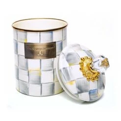 MacKenzie-Childs Sterling Check Enamel Canister - Medium 7 MacKenzie-Childs Sterling Check Enamel Canister - Medium -Kitchenware Discount Store 89225 540 2