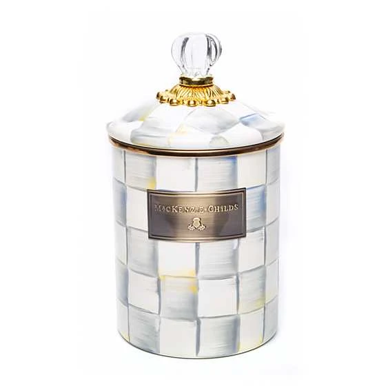 MacKenzie-Childs Sterling Check Enamel Canister - Medium 1 MacKenzie-Childs Sterling Check Enamel Canister - Medium