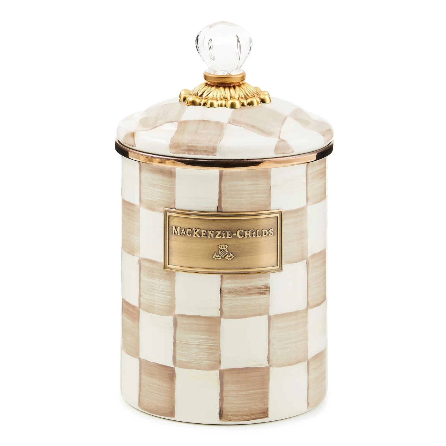 MacKenzie-Childs Mocha Check Canister Medium 1 MacKenzie-Childs Mocha Check Canister Medium