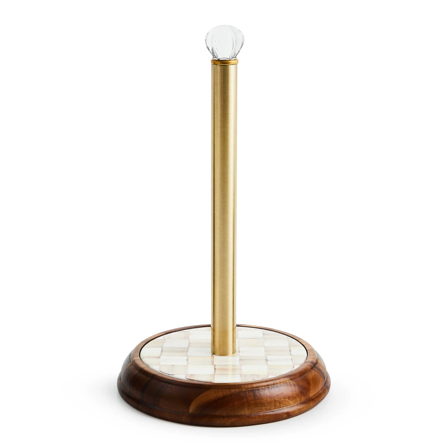 MacKenzie-Childs Mocha Check Wood Paper Towel Holder 1 MacKenzie-Childs Mocha Check Wood Paper Towel Holder
