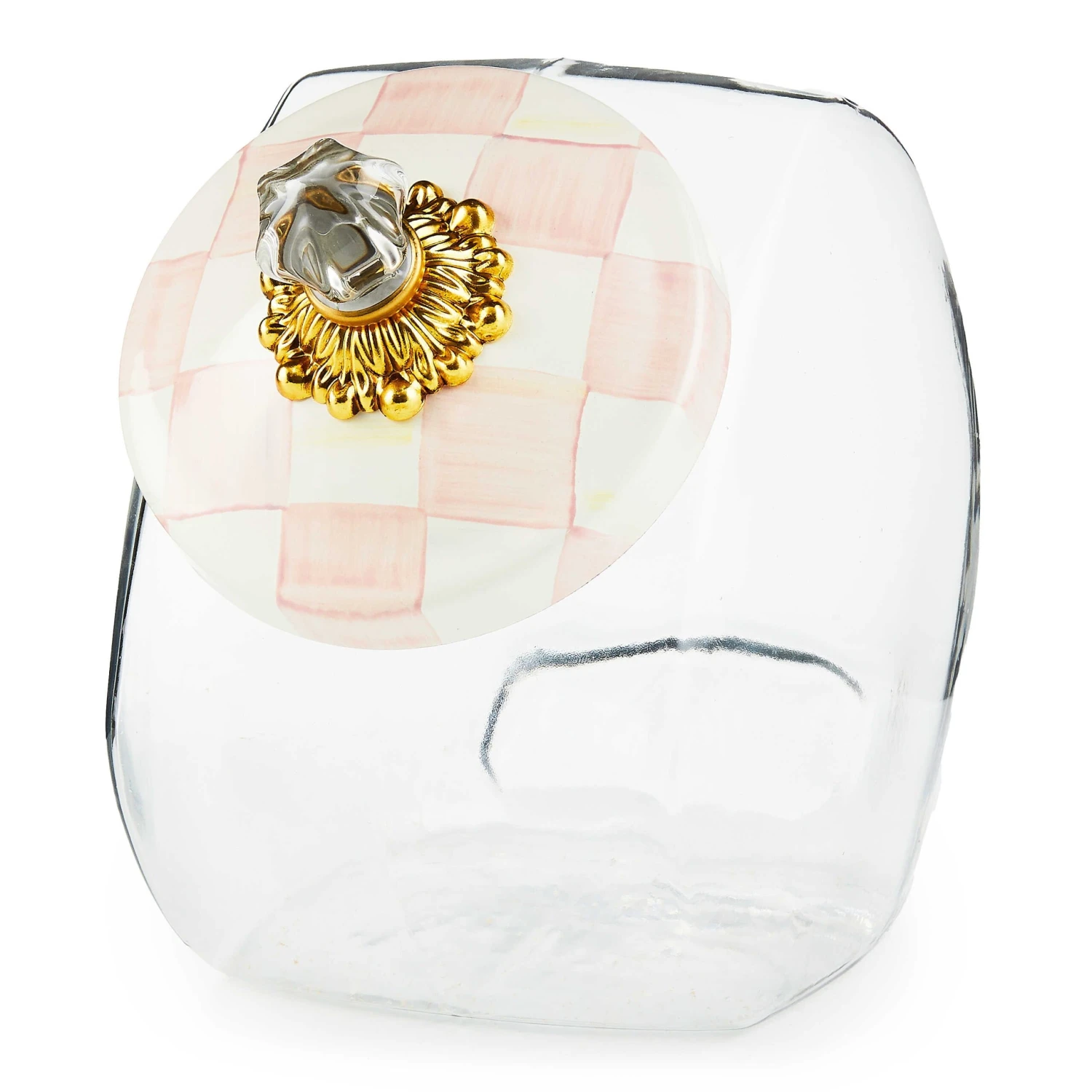 MacKenzie-Childs Rosy Check Cookie Jar With Enamel Lid 1 MacKenzie-Childs Rosy Check Cookie Jar With Enamel Lid