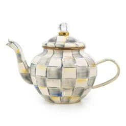 MacKenzie-Childs Sterling Check Enamel Teapot - 4 Cup