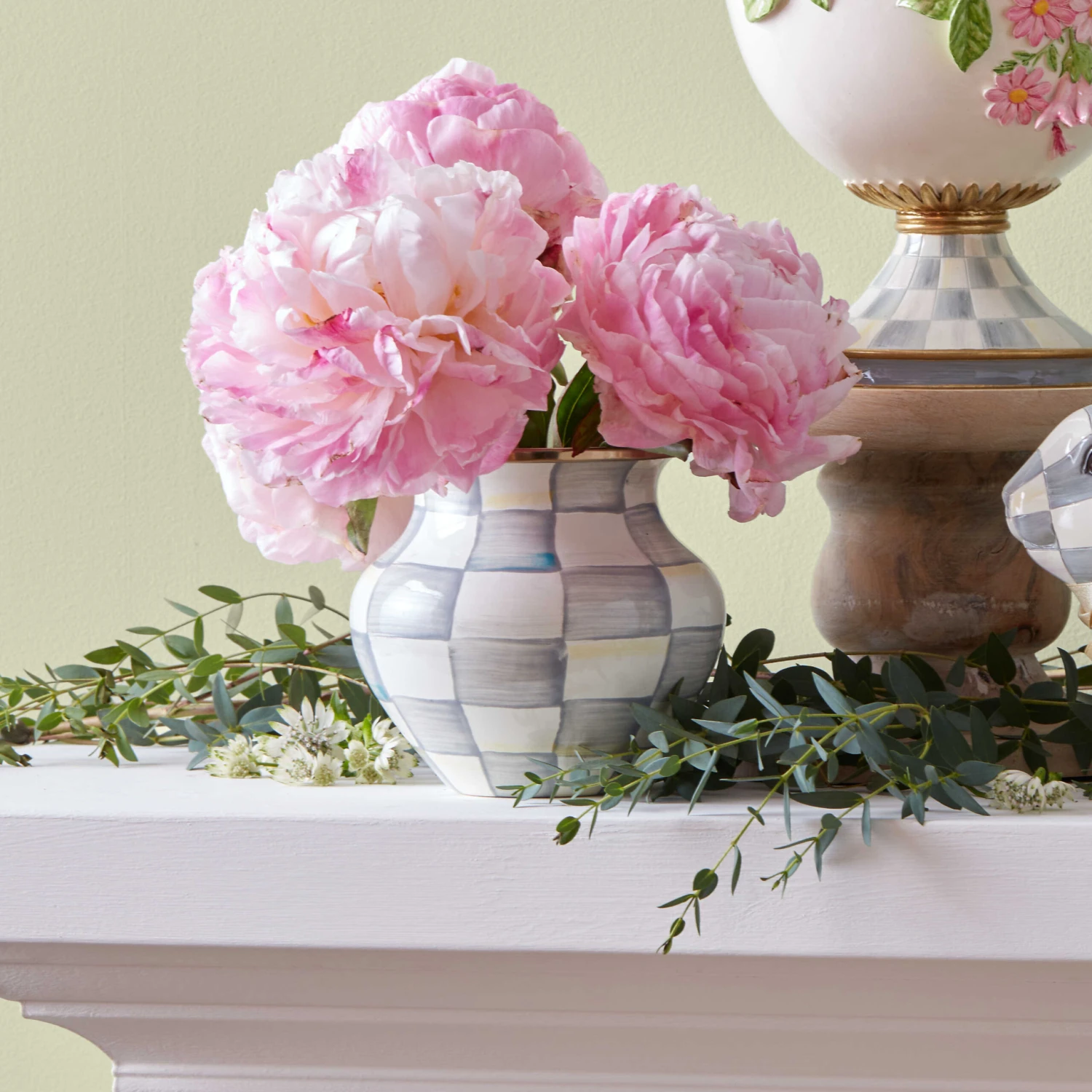 MacKenzie-Childs Sterling Check Enamel Vase 2 MacKenzie-Childs Sterling Check Enamel Vase - Image 2