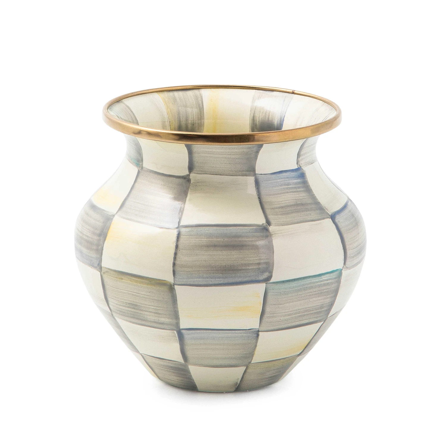 MacKenzie-Childs Sterling Check Enamel Vase 1 MacKenzie-Childs Sterling Check Enamel Vase