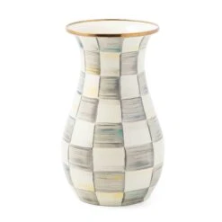MacKenzie-Childs Sterling Check Enamel Tall Vase