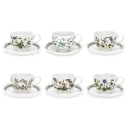 Portmeirion Botanic Garden Breakfast Cup And Saucer (Traditional Shape) With New Motifs Set Of 6