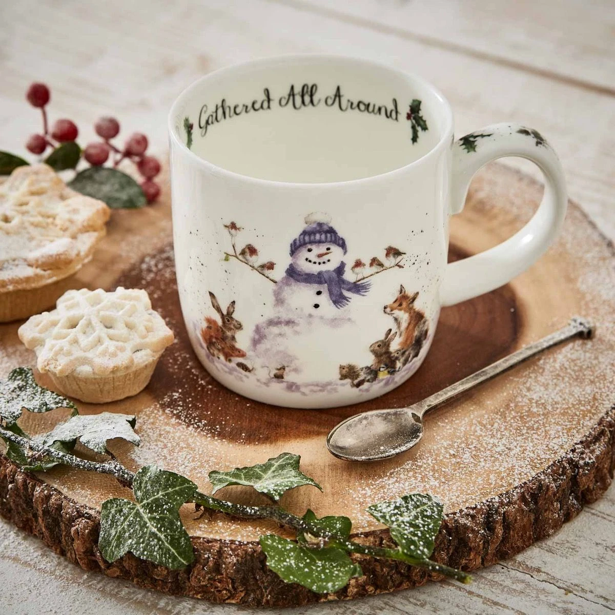 Royal Worcester Wrendale Designs Gathered All Around Snowman Mug 1 Royal Worcester Wrendale Designs Gathered All Around Snowman Mug