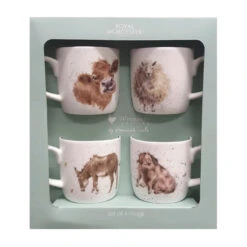 Royal Worcester Wrendale Designs By Hannah Dale Set Of 4 Farmyard Mugs In Giftbox