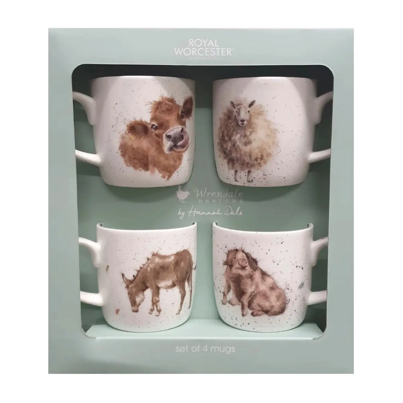 Royal Worcester Wrendale Designs By Hannah Dale Set Of 4 Farmyard Mugs In Giftbox 1 Royal Worcester Wrendale Designs By Hannah Dale Set Of 4 Farmyard Mugs In Giftbox