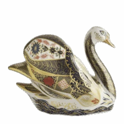 Royal Crown Derby Old Imari Solid Gold Band Swan Paperweight