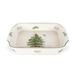 Spode Christmas Tree Rectangular Handled Dish 12 X 9 Ins
