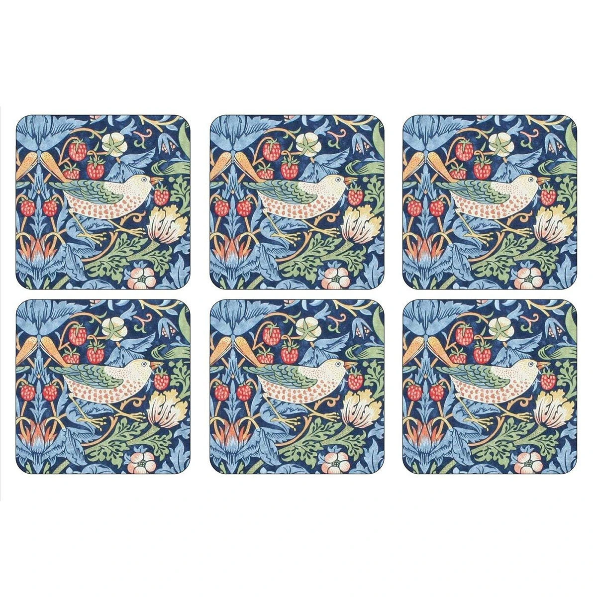Pimpernel For Spode Morris & Co Strawberry Thief Blue Coasters, Set Of 6 1 Pimpernel For Spode Morris & Co Strawberry Thief Blue Coasters, Set Of 6
