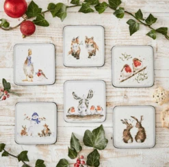 Pimpernel For Royal Worcester Wrendale Designs Christmas Coaster, Set Of 6