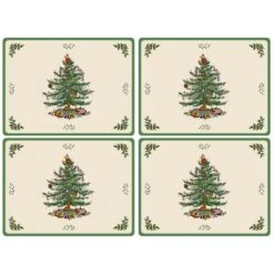 Pimpernel For Spode Christmas Tree Large Placemat Set Of 4