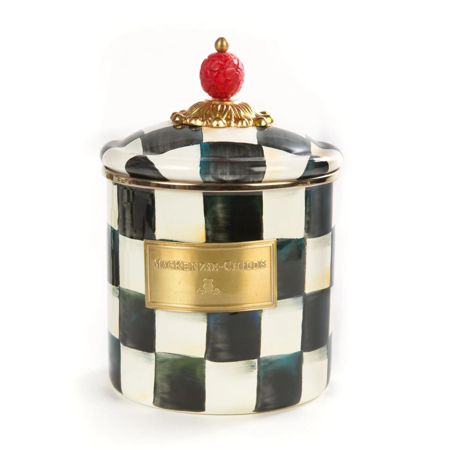 MacKenzie-Childs Courtly Check Enamel Canister - Small 1 MacKenzie-Childs Courtly Check Enamel Canister - Small