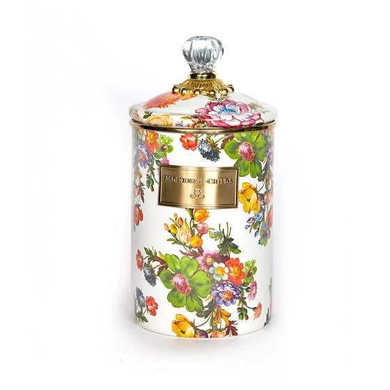 MacKenzie-Childs Flower Market Large Canister - White 1 MacKenzie-Childs Flower Market Large Canister - White