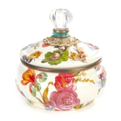 MacKenzie-Childs Flower Market Squashed Pot - White