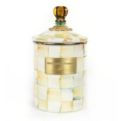 MacKenzie-Childs Parchment Check Enamel Canister - Medium