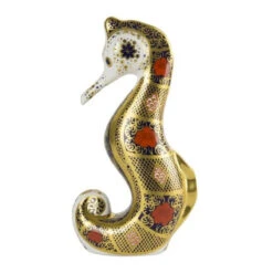 Royal Crown Derby Solid Gold Band Seahorse Paperweight