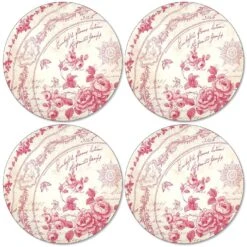 Pimpernel Red Archive Round Placemats Set Of 4