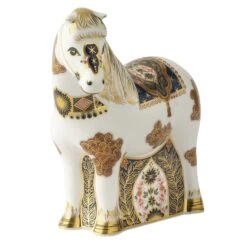 Royal Crown Derby Old Imari Solid Gold Band Shetland Pony Paperweight - Limited Edition Of 500