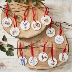 Royal Worcester Wrendale Designs 12 Days Of Christmas Decorations
