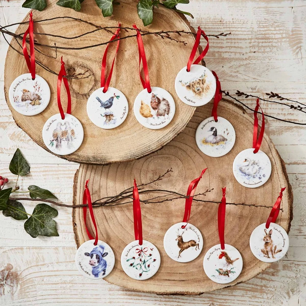Royal Worcester Wrendale Designs 12 Days Of Christmas Decorations 1 Royal Worcester Wrendale Designs 12 Days Of Christmas Decorations