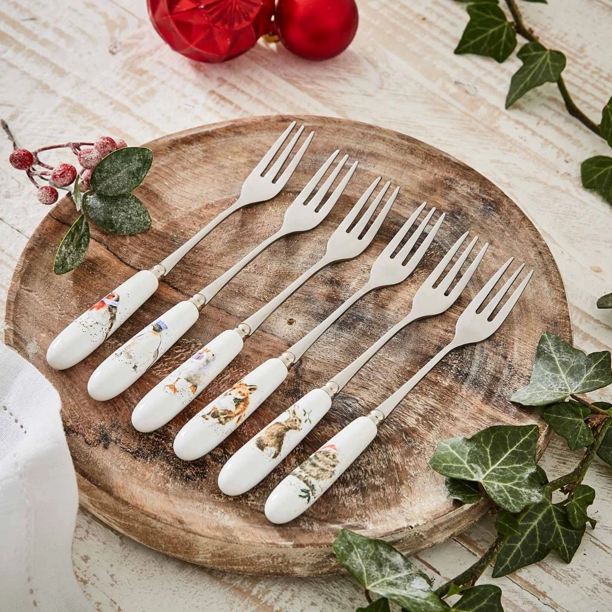 Royal Worcester Wrendale Designs Christmas Pastry Forks Set Of 6 1 Royal Worcester Wrendale Designs Christmas Pastry Forks Set Of 6