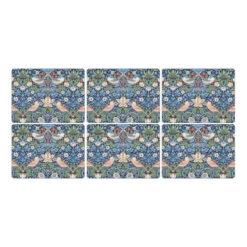 Pimpernel For Spode Morris & Co Strawberry Thief Blue Placemats, Set Of 6