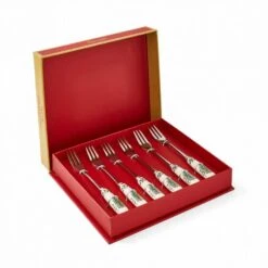 Spode Christmas Tree Pastry Forks Set Of 6